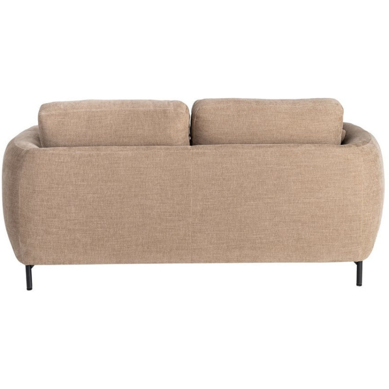 Canapé design moderne aux lignes arrondies Droit 2 places 189 cm Tissu Marron clair Métal Noir Kaviro 