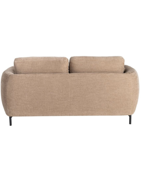 Canapé design moderne aux lignes arrondies Droit 2 places 189 cm Tissu Marron clair Métal Noir Kaviro 