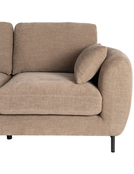 Canapé design moderne aux lignes arrondies Droit 2 places 189 cm Tissu Marron clair Métal Noir Kaviro 