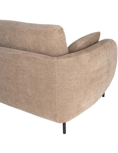 Canapé design moderne aux lignes arrondies Droit 2 places 189 cm Tissu Marron clair Métal Noir Kaviro 