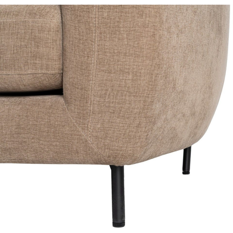 Canapé design moderne aux lignes arrondies Droit 2 places 189 cm Tissu Marron clair Métal Noir Kaviro 