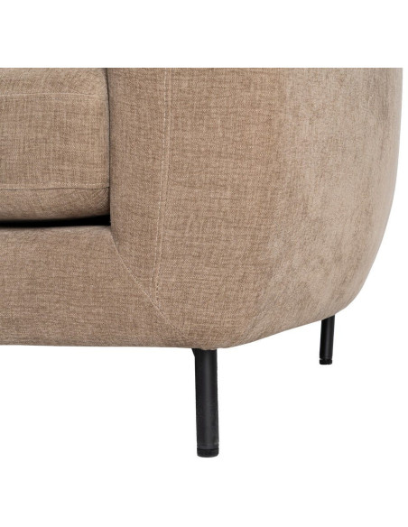 Canapé design moderne aux lignes arrondies Droit 2 places 189 cm Tissu Marron clair Métal Noir Kaviro 