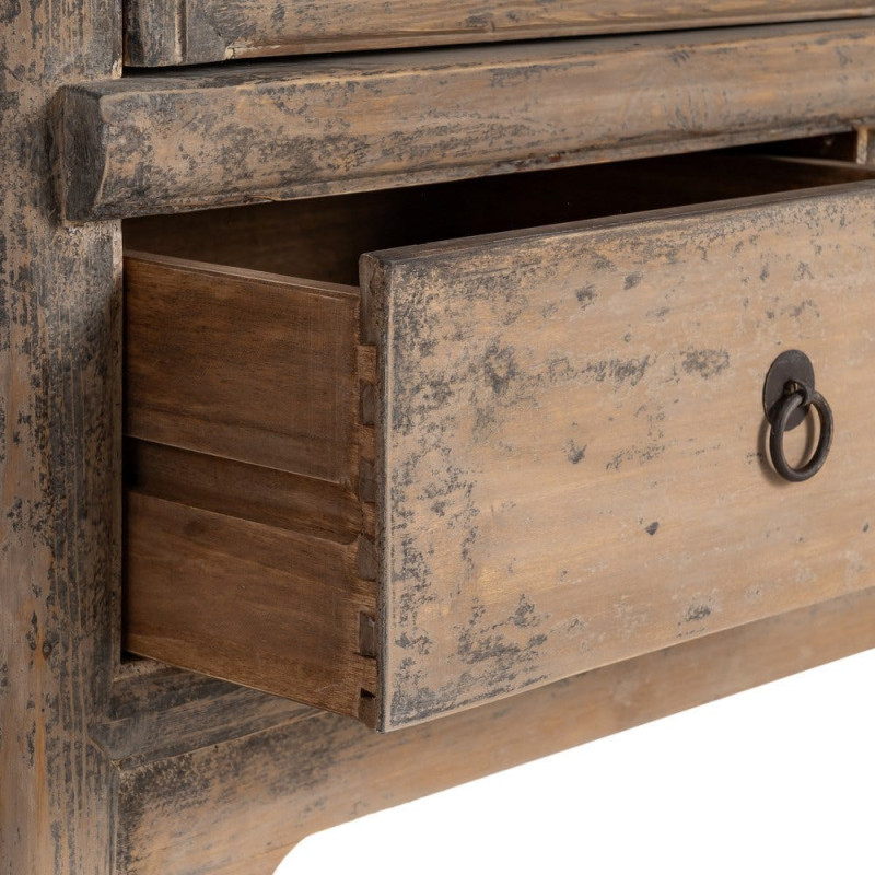 Armoire design campagne chic 2 portes 2 tiroirs Bois de pin recyclé Marron Vieilli Héritia 