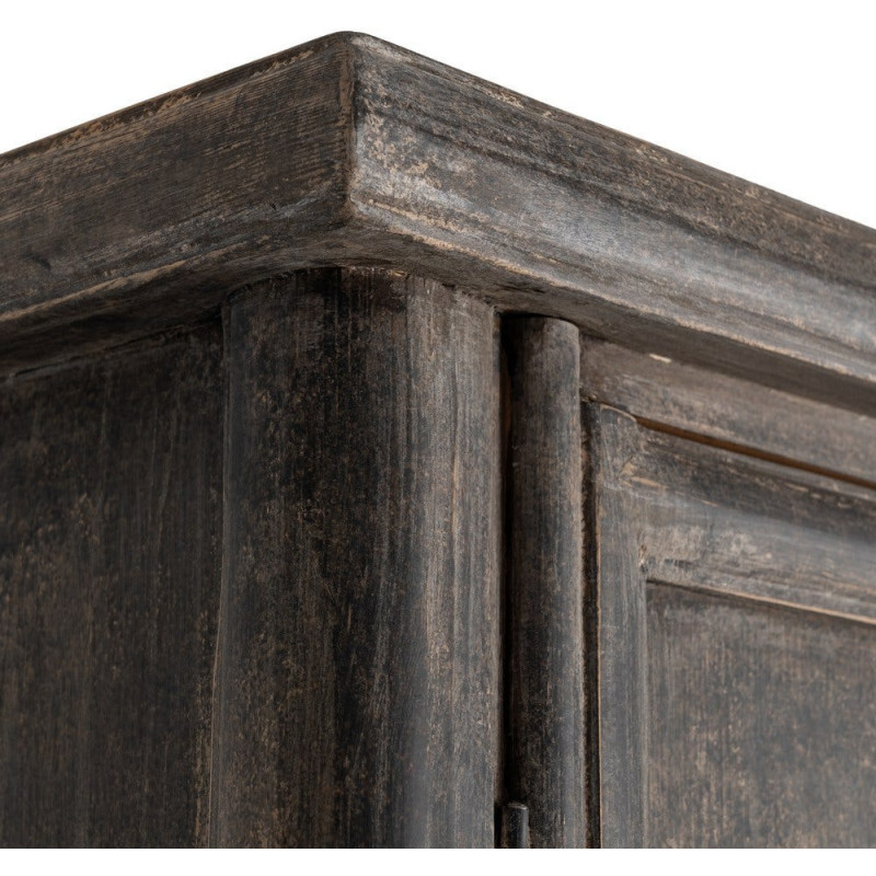 Armoire design campagne chic 2 portes 2 tiroirs Bois de pin recyclé Marron Vieilli Héritia 