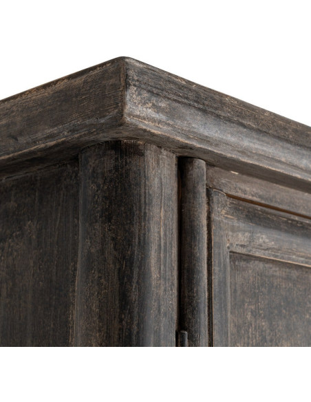 Armoire design campagne chic 2 portes 2 tiroirs Bois de pin recyclé Marron Vieilli Héritia 