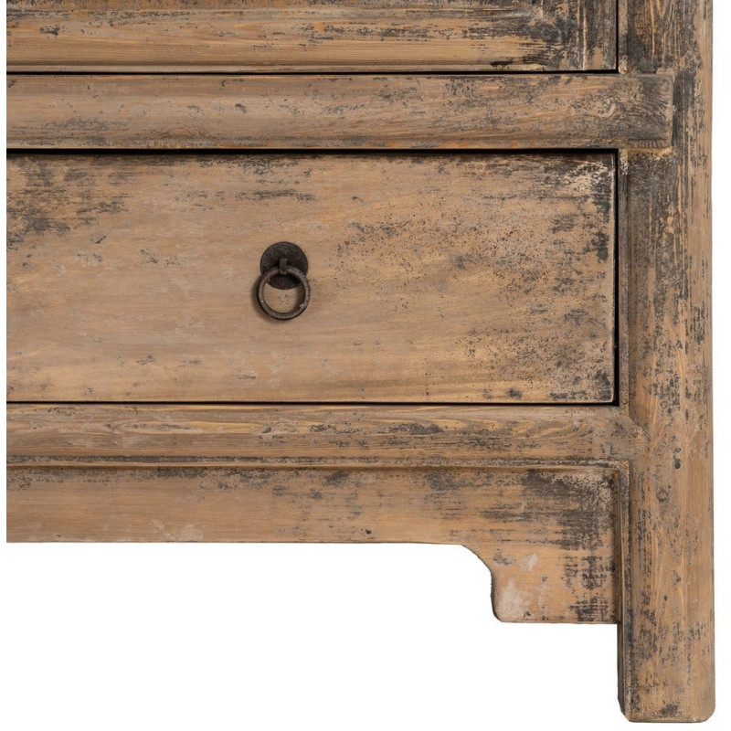 Armoire design campagne chic 2 portes 2 tiroirs Bois de pin recyclé Marron Vieilli Héritia 