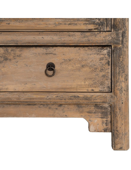 Armoire design campagne chic 2 portes 2 tiroirs Bois de pin recyclé Marron Vieilli Héritia 