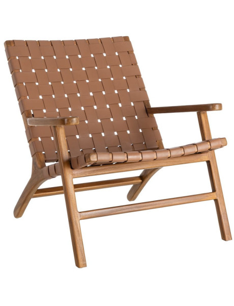 Fauteuil lounge ethnique chic Marron Bois de teck Noyan 