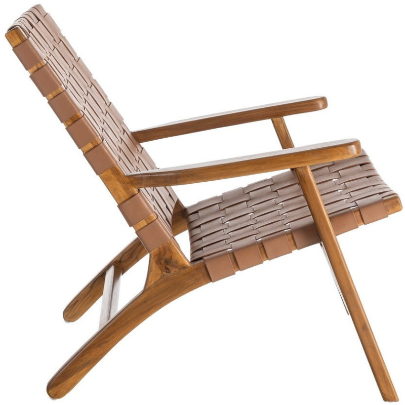 Fauteuil lounge ethnique chic Marron Bois de teck Noyan 