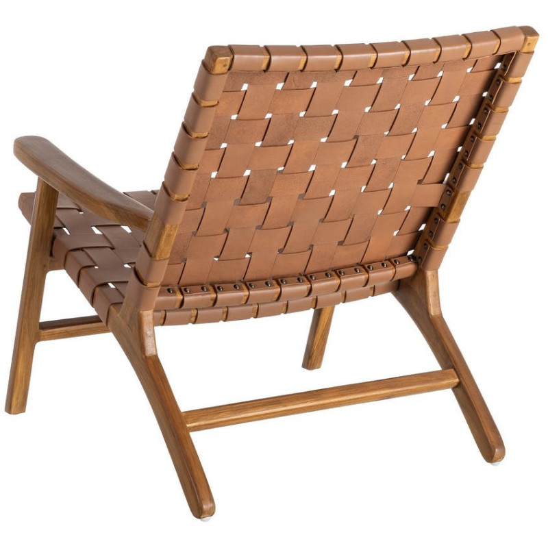 Fauteuil lounge ethnique chic Marron Bois de teck Noyan 