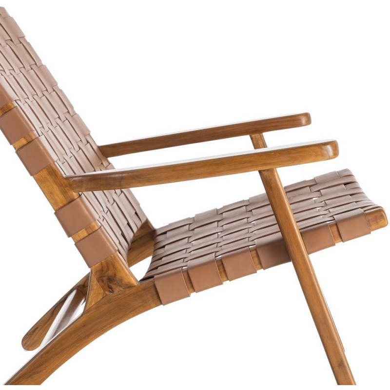 Fauteuil lounge ethnique chic Marron Bois de teck Noyan 
