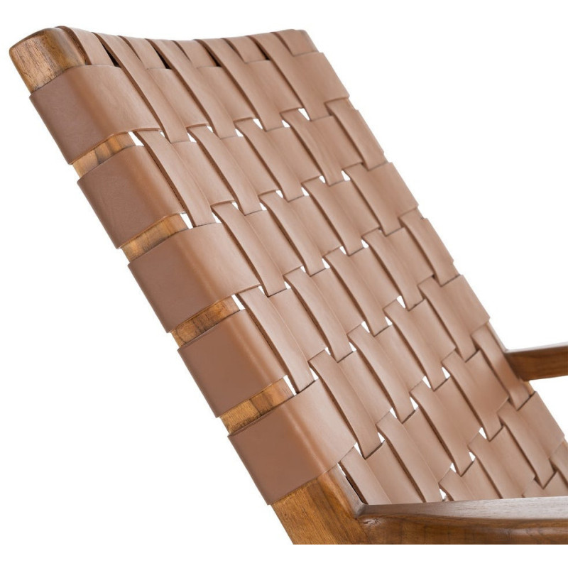 Fauteuil lounge ethnique chic Marron Bois de teck Noyan 