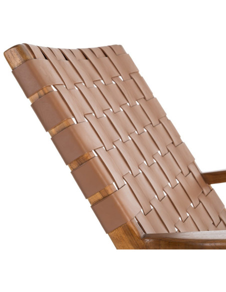 Fauteuil lounge ethnique chic Marron Bois de teck Noyan 