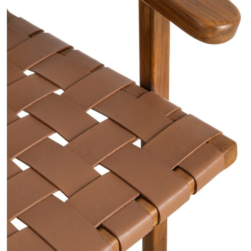 Fauteuil lounge ethnique chic Marron Bois de teck Noyan 