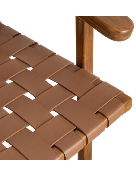 Fauteuil lounge ethnique chic Marron Bois de teck Noyan 