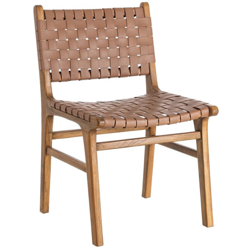 Chaise ethnique chic Marron Bois de teck Noyan 