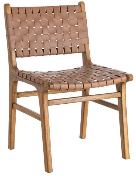 Chaise ethnique chic Marron Bois de teck Noyan 