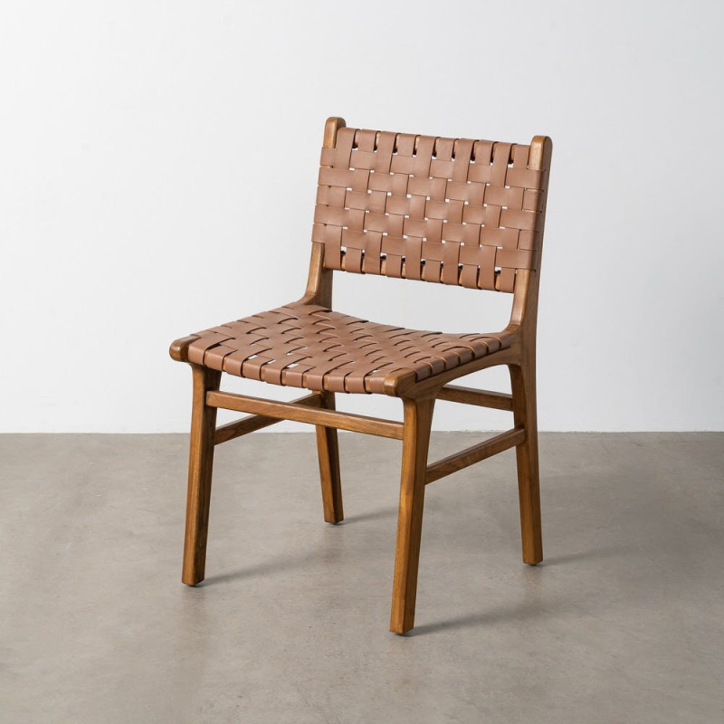 Chaise ethnique chic Marron Bois de teck Noyan 