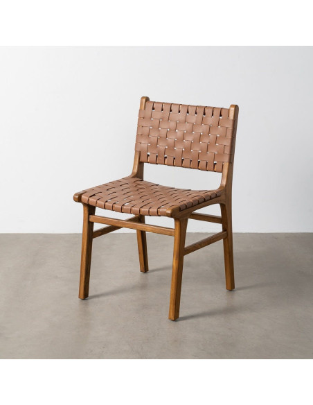 Chaise ethnique chic Marron Bois de teck Noyan 