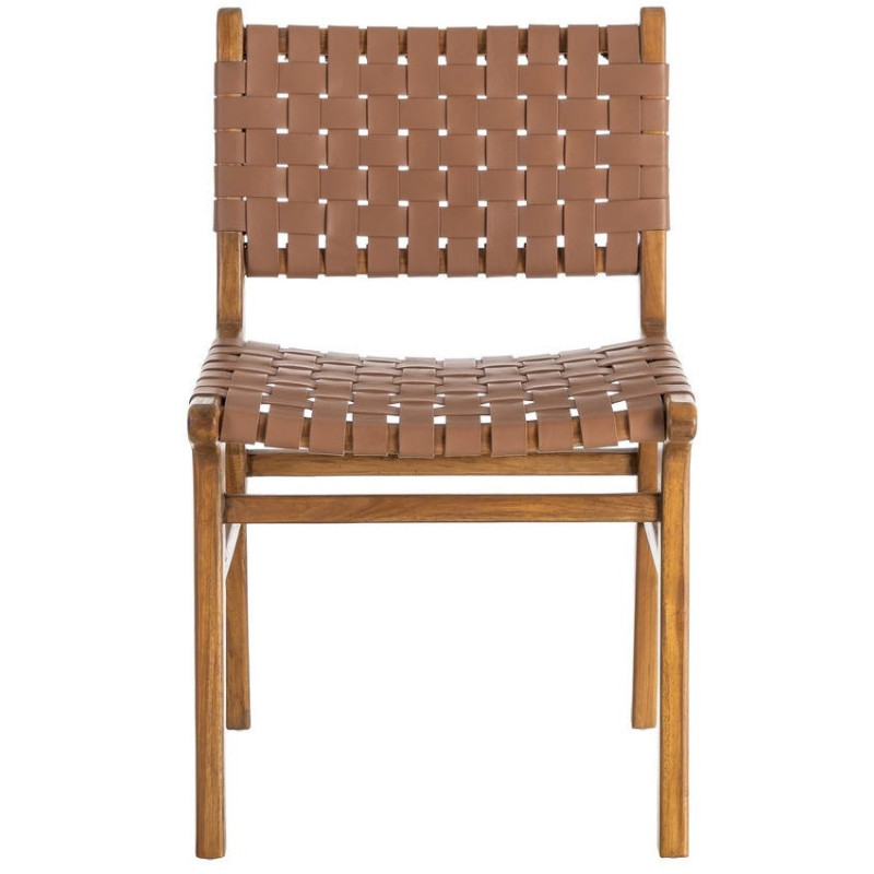 Chaise ethnique chic Marron Bois de teck Noyan 