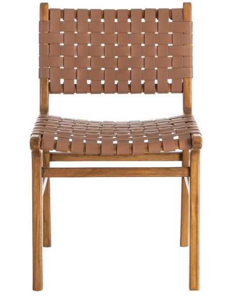 Chaise ethnique chic Marron Bois de teck Noyan 