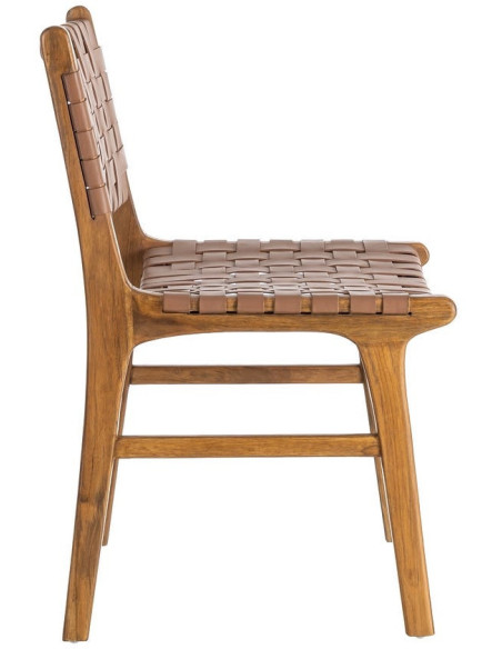 Chaise ethnique chic Marron Bois de teck Noyan 
