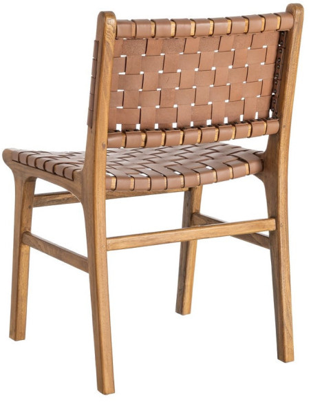 Chaise ethnique chic Marron Bois de teck Noyan 