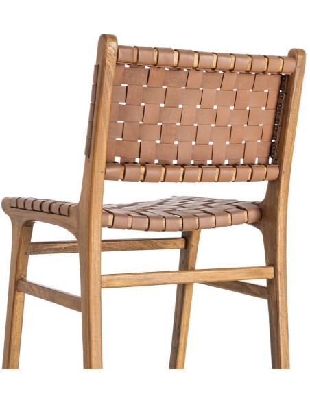 Chaise ethnique chic Marron Bois de teck Noyan 
