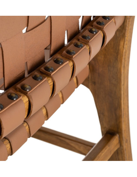 Chaise ethnique chic Marron Bois de teck Noyan 