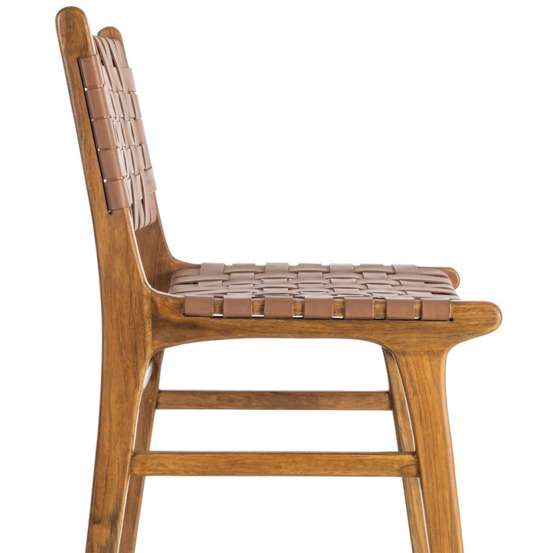 Chaise ethnique chic Marron Bois de teck Noyan 