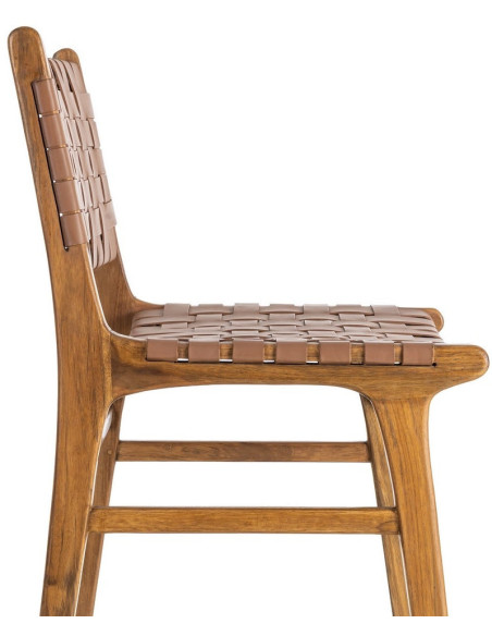 Chaise ethnique chic Marron Bois de teck Noyan 