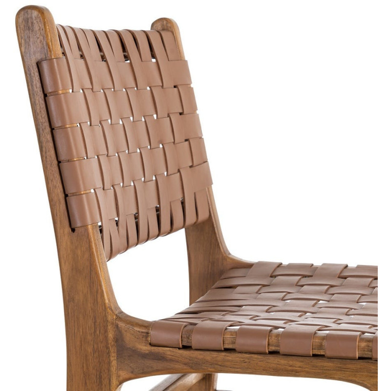 Chaise ethnique chic Marron Bois de teck Noyan 