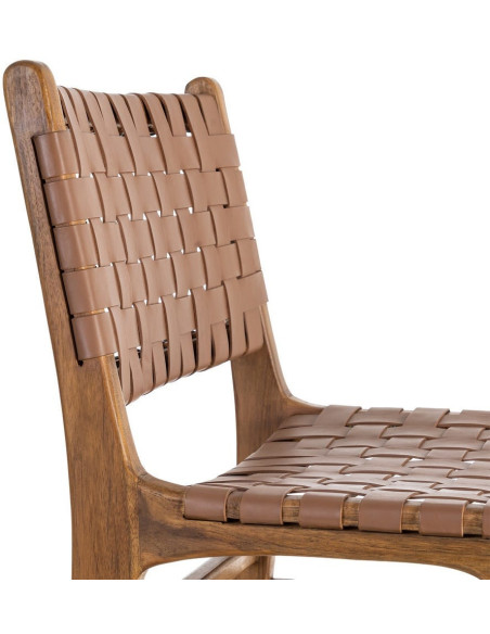 Chaise ethnique chic Marron Bois de teck Noyan 