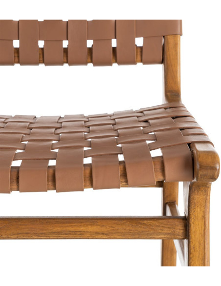 Chaise ethnique chic Marron Bois de teck Noyan 