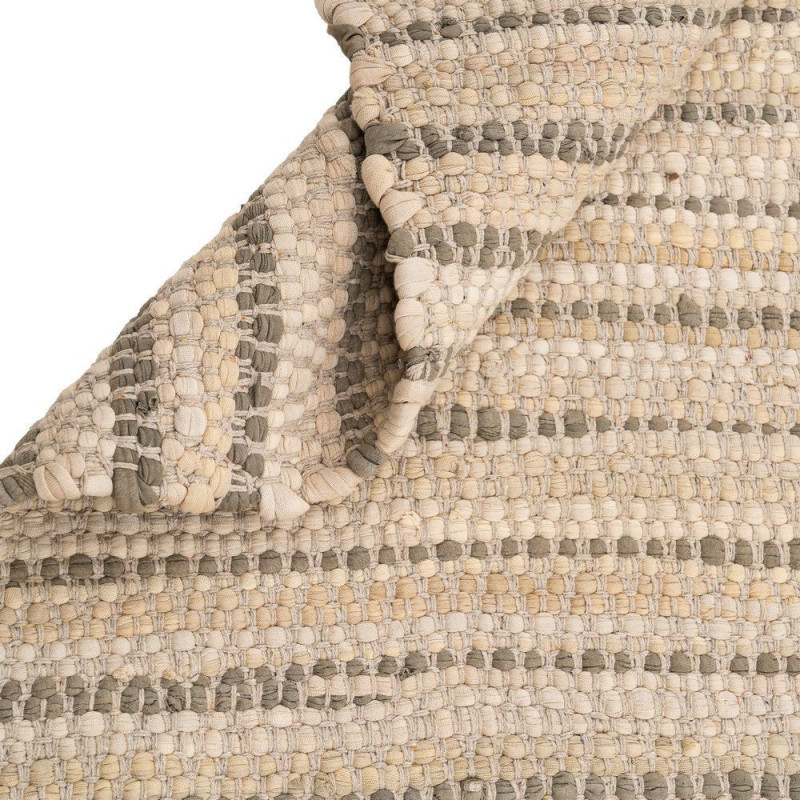 Grand Tapis XXL bohème Rectangulaire 200x300 Coton Naturel Beige Tissé Motif lignes Naviora 