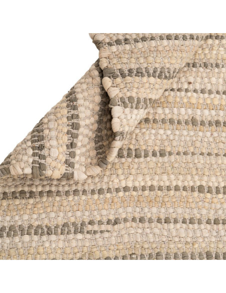 Grand Tapis XXL bohème Rectangulaire 200x300 Coton Naturel Beige Tissé Motif lignes Naviora 