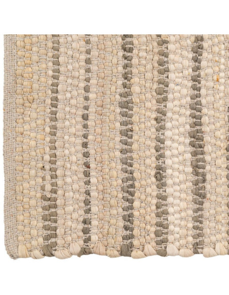 Grand Tapis XXL bohème Rectangulaire 200x300 Coton Naturel Beige Tissé Motif lignes Naviora 