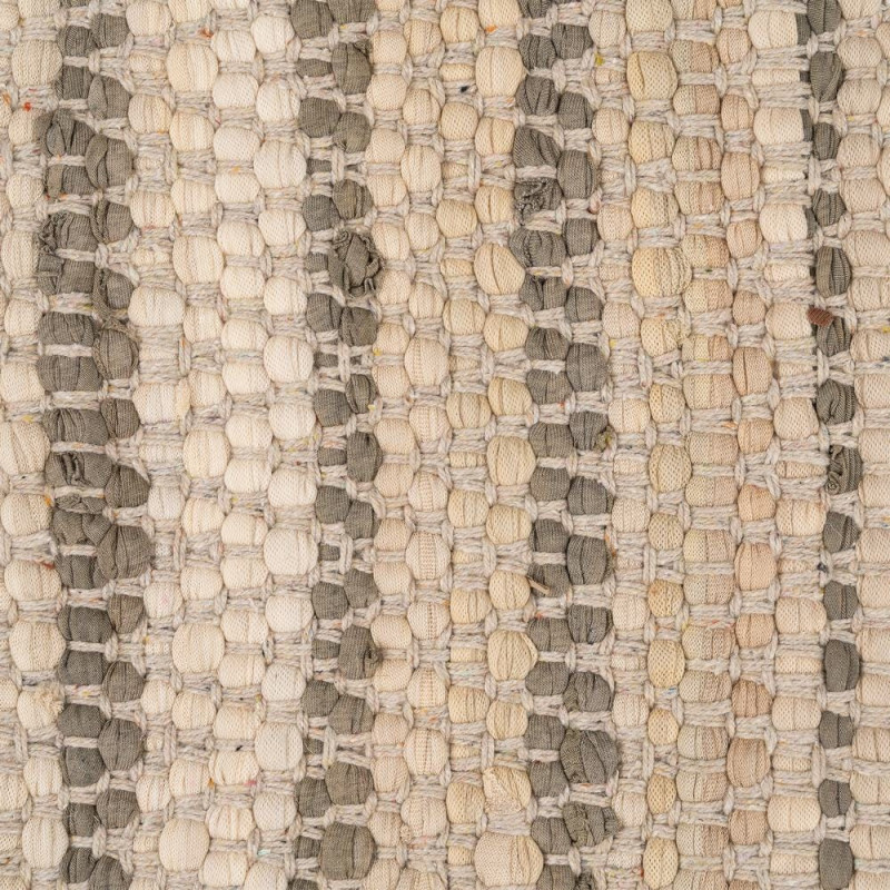 Grand Tapis XXL bohème Rectangulaire 200x300 Coton Naturel Beige Tissé Motif lignes Naviora 