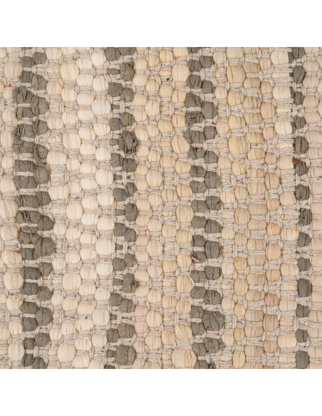 Grand Tapis XXL bohème Rectangulaire 200x300 Coton Naturel Beige Tissé Motif lignes Naviora 