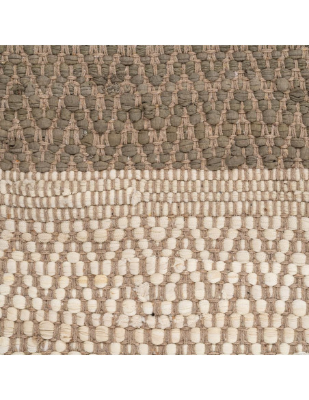 Grand Tapis XXL bohème Rectangulaire 200x300 Coton Naturel Beige Tissé Motif rayures Calverio 