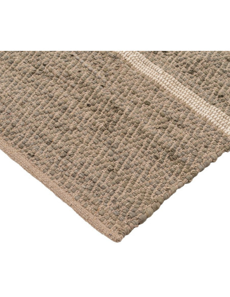 Grand Tapis bohème Rectangulaire 160x230 Coton Naturel Beige Tissé Motif rayures Calverio 