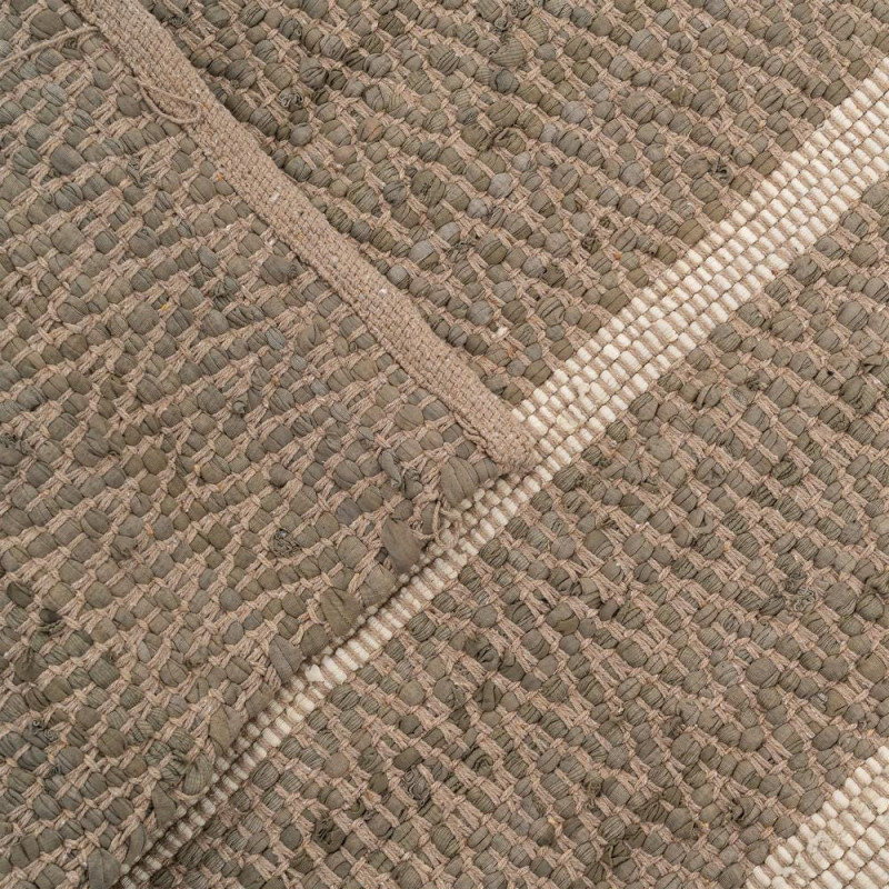 Grand Tapis bohème Rectangulaire 160x230 Coton Naturel Beige Tissé Motif rayures Calverio 