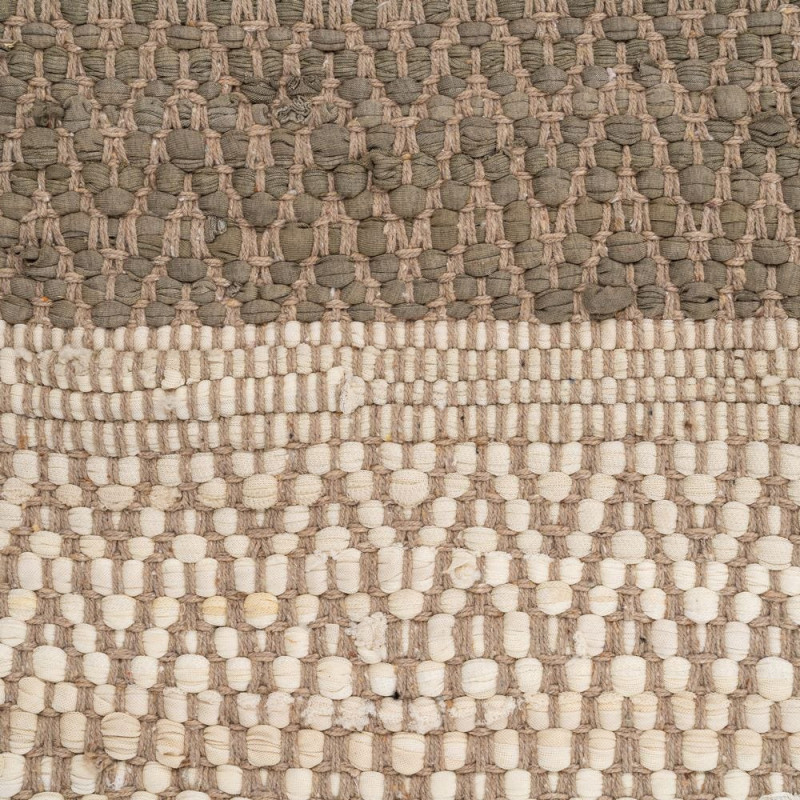 Grand Tapis bohème Rectangulaire 160x230 Coton Naturel Beige Tissé Motif rayures Calverio 