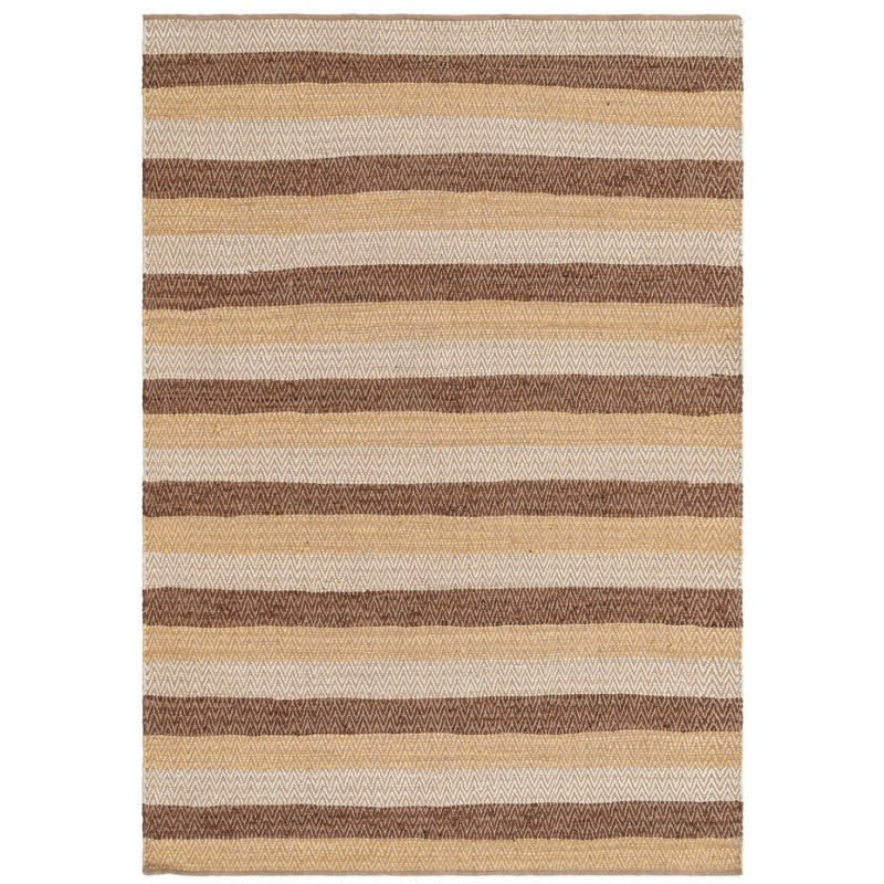 Grand Tapis XXL ethnique chic Rectangulaire 200x300 Coton Naturel Marron Tissé Motif rayures Salveyo