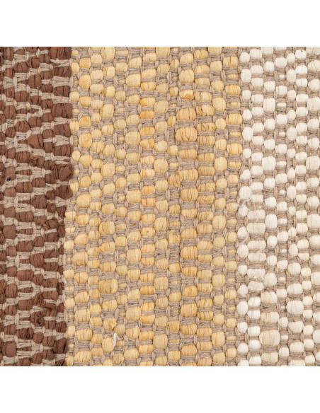 Grand Tapis XXL ethnique chic Rectangulaire 200x300 Coton Naturel Marron Tissé Motif rayures Salveyo 