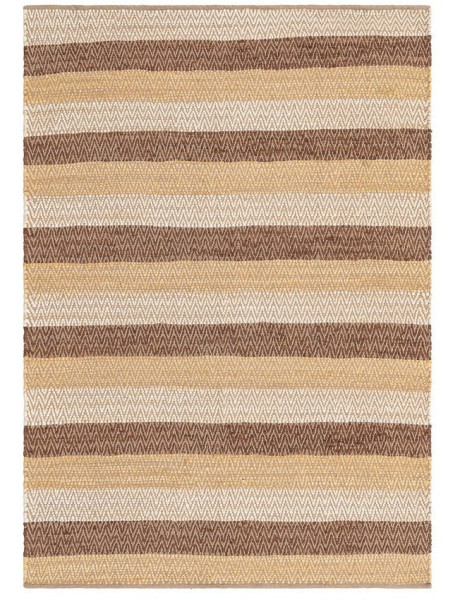 Grand Tapis ethnique chic Rectangulaire 160x230 Coton Naturel Marron Tissé Motif rayures Salveyo