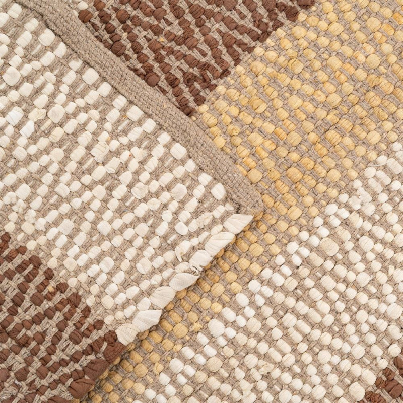 Grand Tapis ethnique chic Rectangulaire 160x230 Coton Naturel Marron Tissé Motif rayures Salveyo 