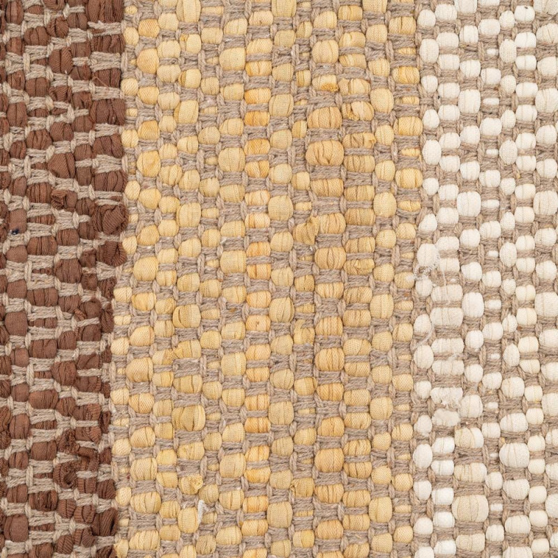 Grand Tapis ethnique chic Rectangulaire 160x230 Coton Naturel Marron Tissé Motif rayures Salveyo 