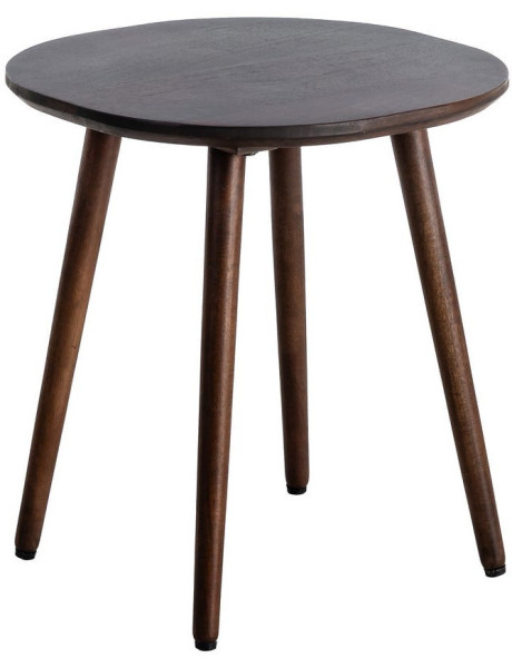 Table d'appoint design mid-century modern Ronde 50 cm Bois de manguier Marron foncé Hobart 