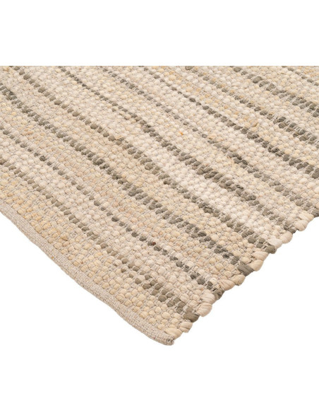 Grand Tapis bohème Rectangulaire 160x230 Coton Naturel Beige Tissé Motif lignes Naviora 